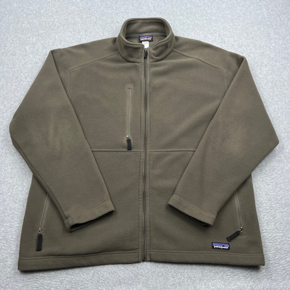 Patagonia Micro Synchilla Fleece Jacket Mens XL Brown Full Zip Mock Neck 11307